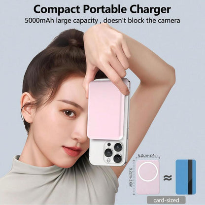 Magsafe Wireless Power Bank 5000Mah - USB Type-C, Supports Iphone 12-17 & Android, Fast Charging, Stylish & Compact, Magnetic Ring Included