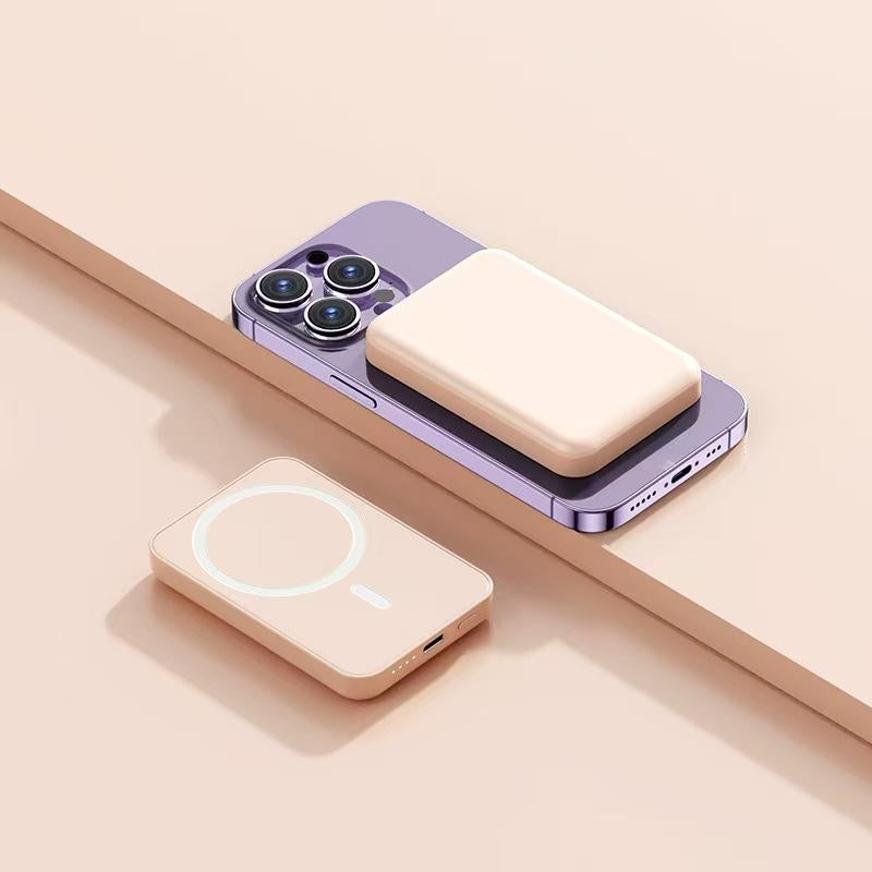Magsafe Wireless Power Bank 5000Mah - USB Type-C, Supports Iphone 12-17 & Android, Fast Charging, Stylish & Compact, Magnetic Ring Included